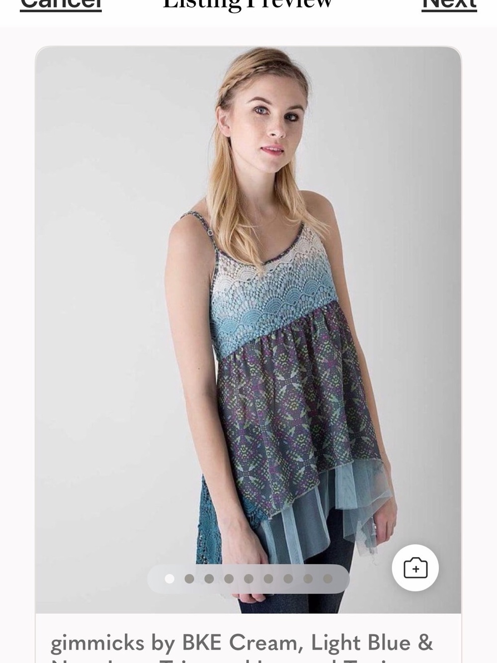 gimmicks by BKE Cream, Light Blue & Purple Lace-Trimmed Layered Camisole